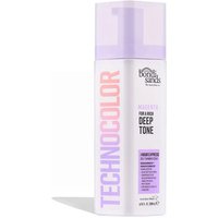 Bondi Sands Techno 1 Hour Express Self Tanning Foam, magenta bottle, 200ml, with purple cap and colorful label.