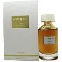 Boucheron Ambre D'Alexandrie Eau De Parfum 125ml in a clear bottle with gold accents, next to white box.