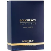 Boucheron Pour Homme Eau De Toilette 100ml in a navy blue box with gold accents and text.