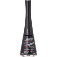 Bourjois 1 Seconde Nail Polish 8ml in Charcoal Shimmer with sleek black cap and metallic gray bottle.