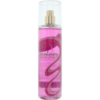 Pink Britney Spears Fantasy Fragrance Mist 236ml bottle with gold spray nozzle and swirling green dotted design.