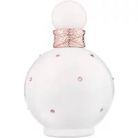 White round perfume bottle with pink gemstones and a gold neck, Britney Spears Intimate Fantasy Eau De Parfum 100ml.