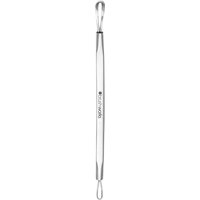 Silver brushworks blackhead removal tool with dual-ended loops and engraved logo on the handle.