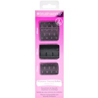 Pink and white packaging of brushworks Ceramic Thermal Rollers, 9-piece set with three roller sizes visible.