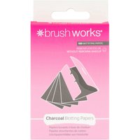 Pink box of brushworks Charcoal Blotting Papers with 100 sheets, featuring black paper illustrations.