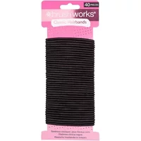 Black Brushworks Classic Hairbands pack of 40 on pink card packaging