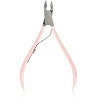 Pink-handled Brushworks Cuticle Nippers with stainless steel blades and a spring mechanism.
