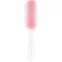 White and pink Brushworks HD Row Brush with flexible bristles and ergonomic handle.