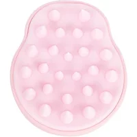 Pink Brushworks massaging shampoo brush with soft silicone bristles and ergonomic handle.