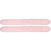 Pink brushworks microfibre headband duo, long and flat with velcro closure and small loop in the center.