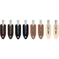 Nude no crease hair clips set of 8 by Brushworks, featuring brown, black, and beige clips with metallic hinges.
