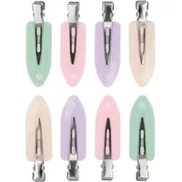 Pastel-colored hair clips set of 8 by Brushworks, featuring crease-free design in green, pink, purple, and beige shades.