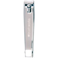 Silver brushworks toe nail clippers with a sleek design and engraved logo on the handle.