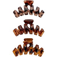 Tortoiseshell claw clips set of three by brushworks, featuring brown and black marbled pattern.