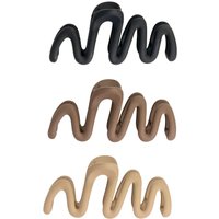 Set of three wave-shaped claw clips in black, brown, and beige by brushworks.