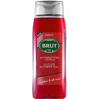 Red Brut Attraction Totale Shower Gel 500ml bottle with green logo and silver cap.