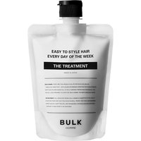 White BULK HOMME hair treatment pouch with black cap and bold text, 180g size, minimalist design.