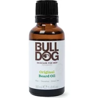 Brown glass bottle of Bulldog Original Beard Oil 30ml with black cap and white label featuring bold logo.