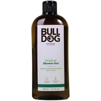 Brown bottle of Bulldog Original Shower Gel 500ml with black cap and white label featuring green text.