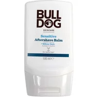 Bulldog Sensitive Aftershave Balm 100ml in white tube with blue text and flip-top cap.