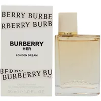 Burberry Her London Dream Eau De Parfum 30ml bottle with beige cap, next to white box with black text.