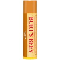 Burt's Bees Honey Lip Balm, yellow tube with honeycomb pattern and red text, 4.25g.