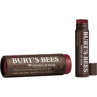Burt's Bees Tinted Lip Balm in Red Dahlia, dark brown tube with red cap, 4.25g, natural moisturizing formula.