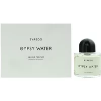 Byredo Gypsy Water Eau De Parfum 100ml, clear glass bottle with black cap, white label, next to matching white box.