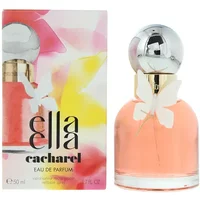 Cacharel Ella Ella Eau De Parfum 50ml, pink bottle with silver cap and butterfly design, colorful box packaging.