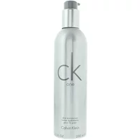 Calvin Klein CK One Body Moisturiser 250ml in sleek silver bottle with pump dispenser and minimalist branding.