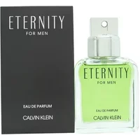 Calvin Klein Eternity For Men Eau De Parfum 50ml, clear square bottle with silver cap, black box packaging.