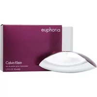 Calvin Klein Euphoria Eau De Parfum 50ml with sleek silver bottle and deep purple box.