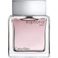 Clear glass bottle of Calvin Klein Euphoria Eau de Toilette with silver cap and pink liquid inside.