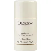 Cream-colored Calvin Klein Obsession For Men deodorant stick, 75ml, with black text on the label.