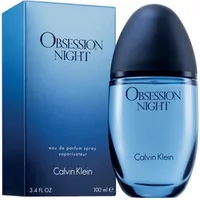 Calvin Klein Obsession Night Eau De Parfum 100ml, blue oval bottle with black cap, matching blue box.
