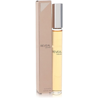 Calvin Klein Reveal Eau de Parfum 10ml, sleek glass bottle with silver cap, beige box packaging.