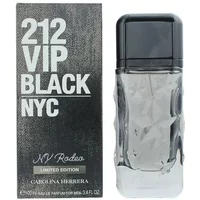 Carolina Herrera 212 VIP Black NY Rodeo Eau De Parfum 100ml, sleek black cap, textured glass bottle, limited edition box.