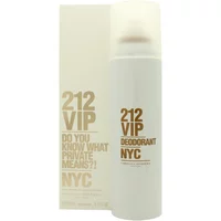 Carolina Herrera 212 VIP Deodorant Spray 150ml, sleek white can with gold lettering and matching box.