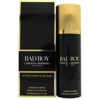 Black and gold Carolina Herrera Bad Boy Power Up Spray Fresh Eau De Toilette 100ml bottle with matching box.