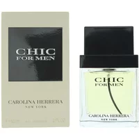 Carolina Herrera Chic For Men Eau De Toilette 60ml, clear bottle with black cap, black text on white label.