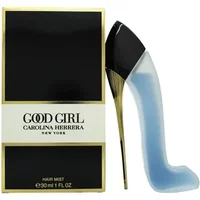 Carolina Herrera Good Girl Hair Mist 30ml, high heel-shaped bottle, black and gold box.