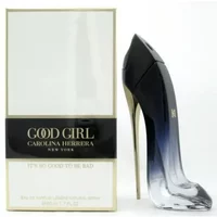 Carolina Herrera Good Girl Legere perfume in a high heel-shaped bottle, gradient black to clear, 80ml.
