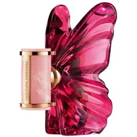 Pink butterfly-shaped Carolina Herrera La Bomba Eau De Parfum bottle with gold accents, 30ml size.