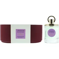 Caron L'invitation Au Voyage Eau De Cologne 100ml with clear round bottle and maroon box with lavender label.