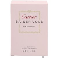 Pink Cartier Baiser Vole Eau de Parfum box with gold accents and elegant script text, 50ml size.