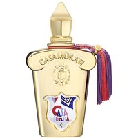 Gold Casamorati Casa Futura perfume bottle, 100 ml, with ornate cap and colorful tassel.