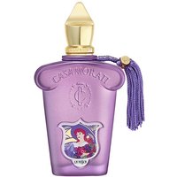 Purple Casamorati La Tosca perfume bottle with gold cap and purple tassel, featuring an ornate label design.