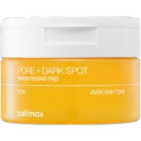 CELIMAX Pore+Dark Spot Brightening Pad in orange jar with white lid, 100ml, 40 pads inside.