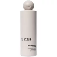 CENTRED. Daily Calma Shampoo 250ml in a sleek white cylindrical bottle with a round cap and minimalist black text.