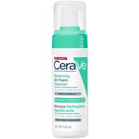 CeraVe Balancing Air Foam Cleanser 148ml, white bottle with green cap and teal label accents.